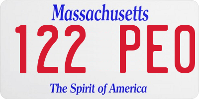 MA license plate 122PE0