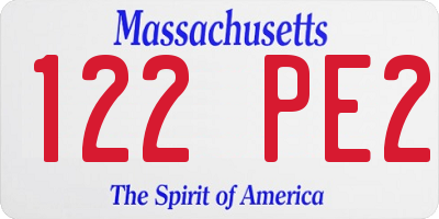 MA license plate 122PE2
