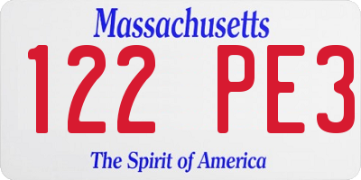 MA license plate 122PE3