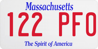 MA license plate 122PF0