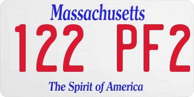 MA license plate 122PF2