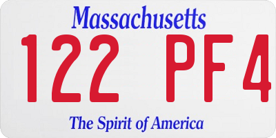 MA license plate 122PF4