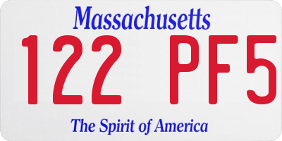 MA license plate 122PF5