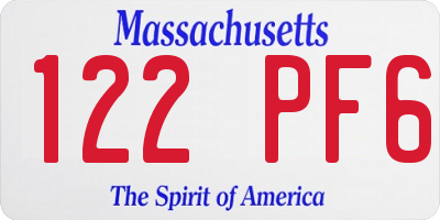 MA license plate 122PF6