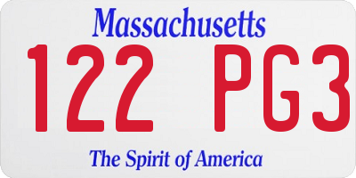 MA license plate 122PG3