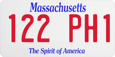 MA license plate 122PH1