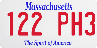 MA license plate 122PH3