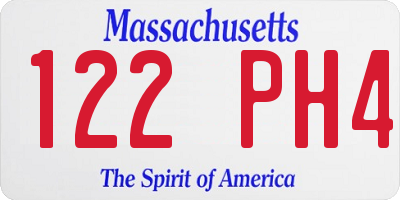 MA license plate 122PH4