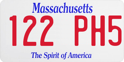 MA license plate 122PH5