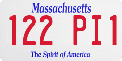 MA license plate 122PI1