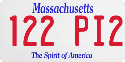 MA license plate 122PI2