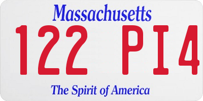 MA license plate 122PI4