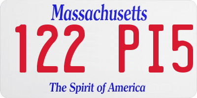 MA license plate 122PI5