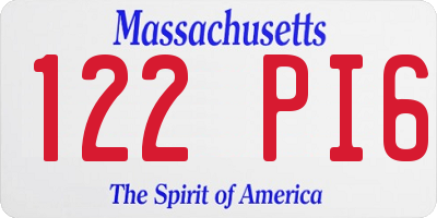 MA license plate 122PI6