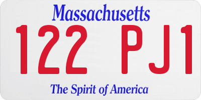 MA license plate 122PJ1