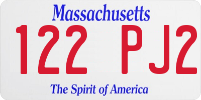 MA license plate 122PJ2