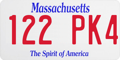 MA license plate 122PK4