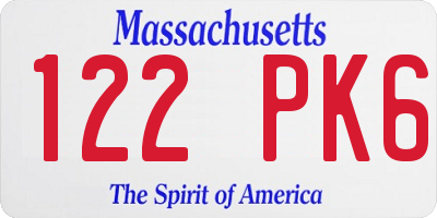 MA license plate 122PK6