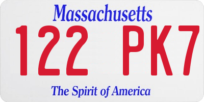MA license plate 122PK7