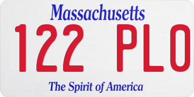 MA license plate 122PL0
