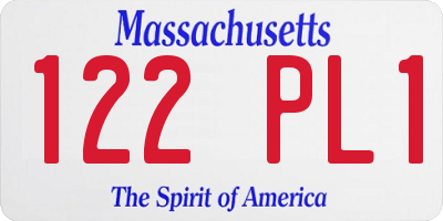 MA license plate 122PL1