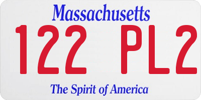 MA license plate 122PL2