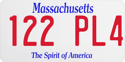 MA license plate 122PL4
