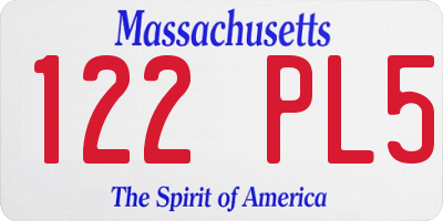 MA license plate 122PL5