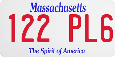 MA license plate 122PL6