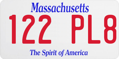 MA license plate 122PL8