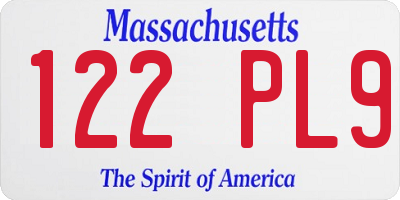 MA license plate 122PL9