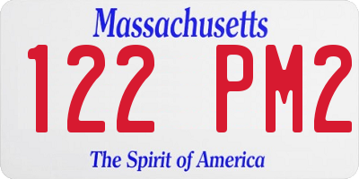 MA license plate 122PM2