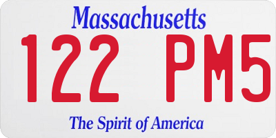 MA license plate 122PM5