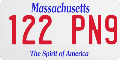 MA license plate 122PN9