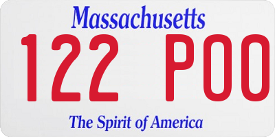 MA license plate 122PO0