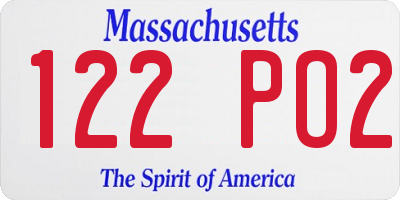 MA license plate 122PO2