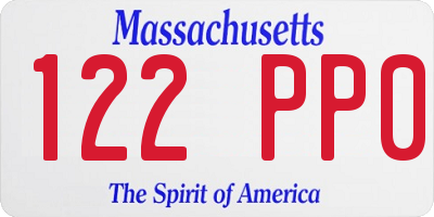 MA license plate 122PP0