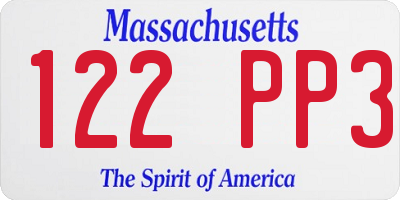 MA license plate 122PP3