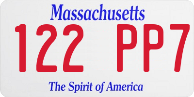 MA license plate 122PP7