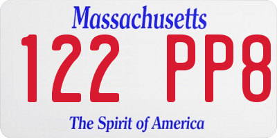 MA license plate 122PP8