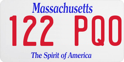 MA license plate 122PQ0