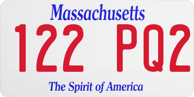 MA license plate 122PQ2
