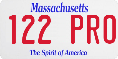 MA license plate 122PR0