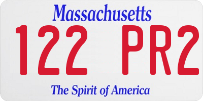 MA license plate 122PR2