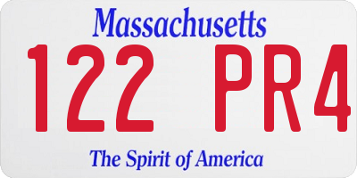 MA license plate 122PR4