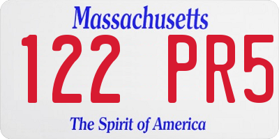 MA license plate 122PR5