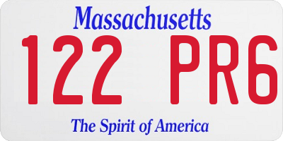 MA license plate 122PR6