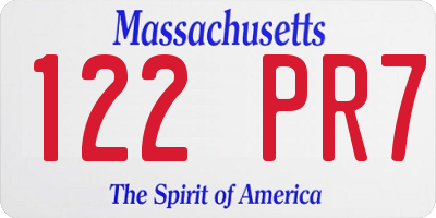 MA license plate 122PR7