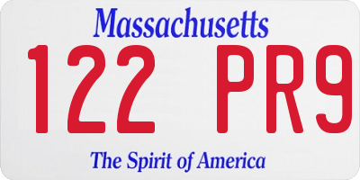MA license plate 122PR9