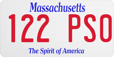 MA license plate 122PS0